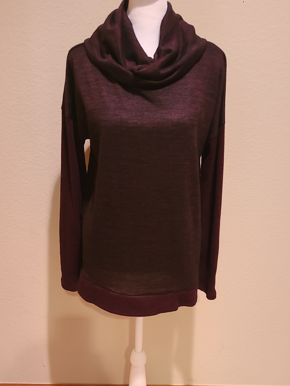 Xersion Women's Plum Cowl Neck Long Sleeve Sweater Size M